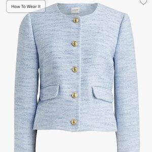 JCrew light blue cropped blazer size XS, gold buttons NWT